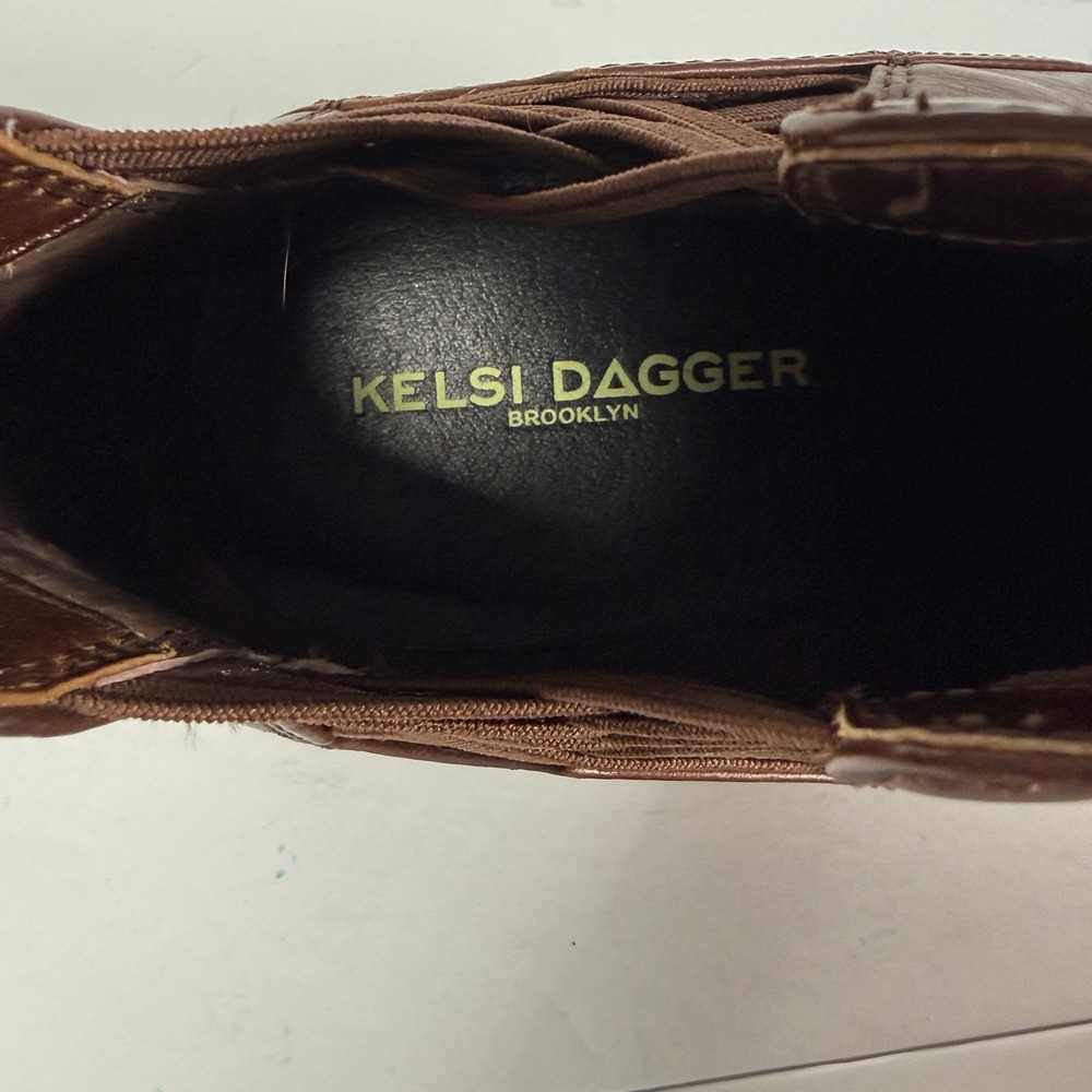 Kelsi Dagger Brooklyn Brown Leather Pointed Toe Womens Ankle Booties Size 8 - Picture 7 of 9